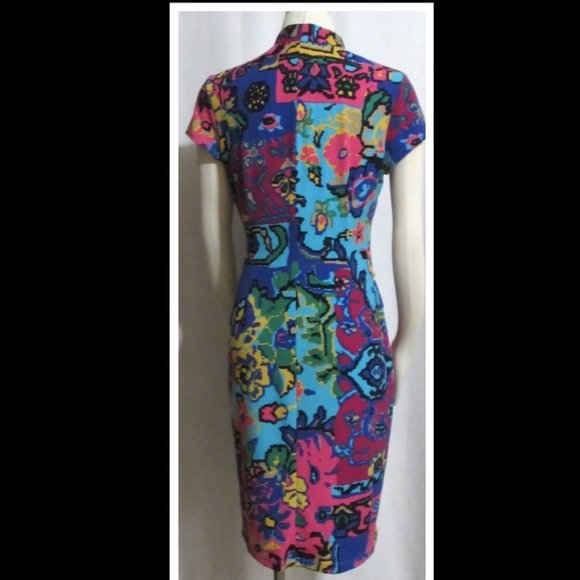 Ladies ELLEN TRACY Bold Color Faux Wrap Dress 8 - Picture 7 of 7